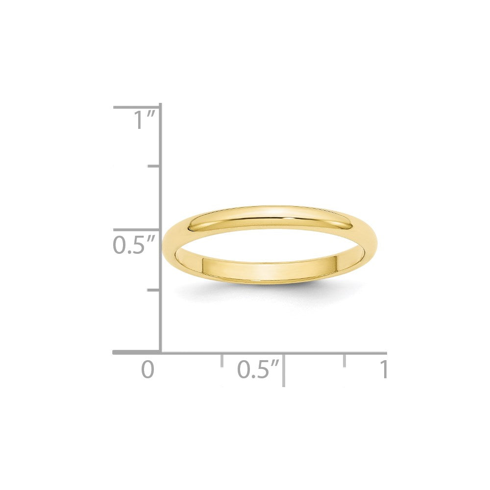 10k Yellow Gold 2.5mm Half Round Wedding Band Size 13