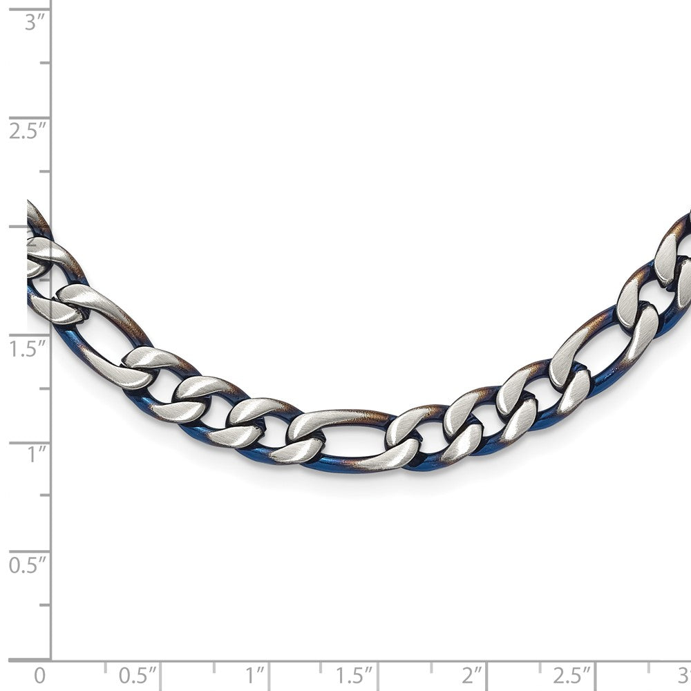 Stainless Steel Brushed and Polished Blue IP-plated 7.5mm 24in Necklace