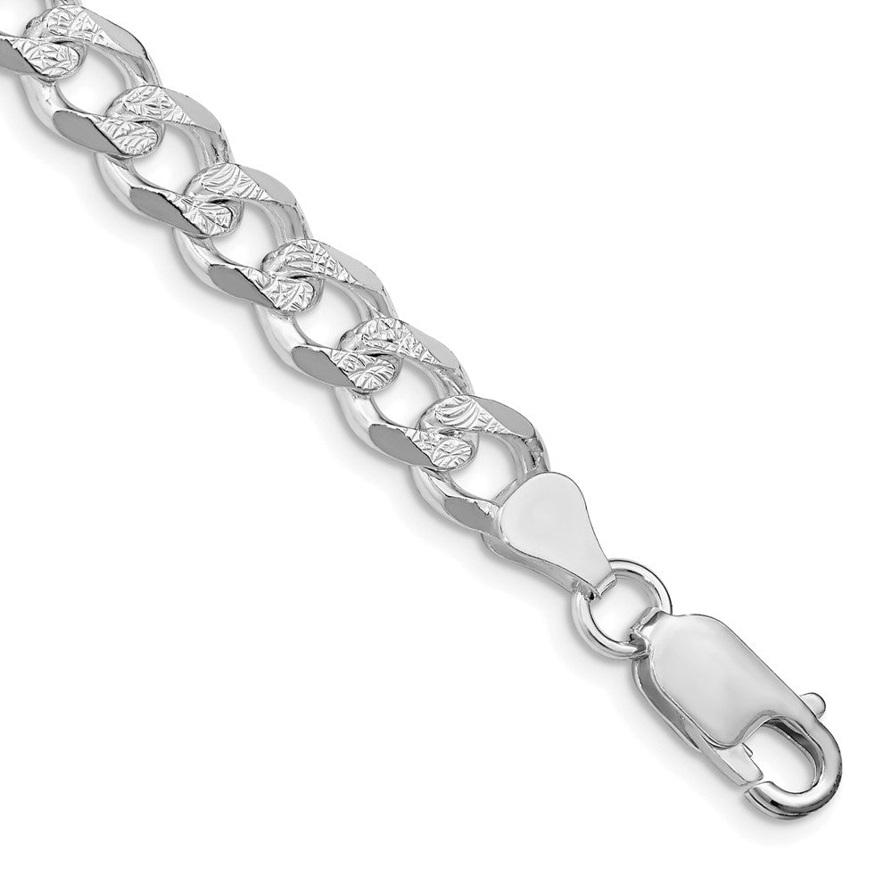 Sterling Silver Rhodium-plated 7.5mm Pav‚ Curb Chain