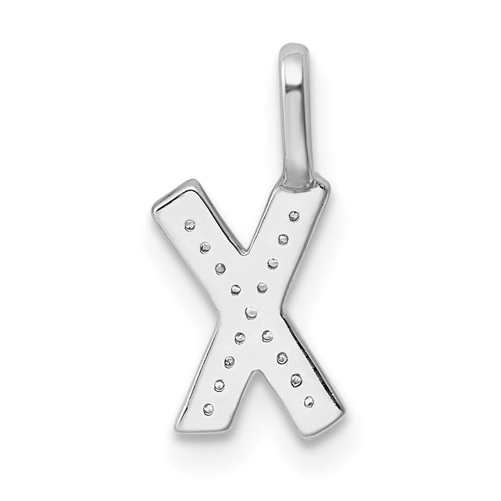 14K White Gold Diamond Letter X Initial Pendant