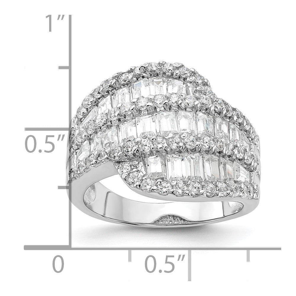 Sterling Silver Rhodium-plated CZ Fancy Ring