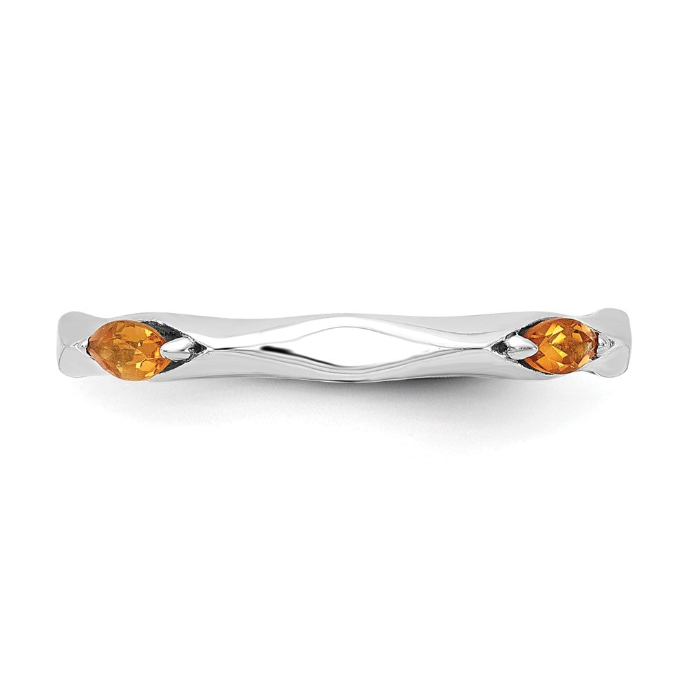 Sterling Silver Stackable Expressions Rhodium-plated Citrine Ring Size -9