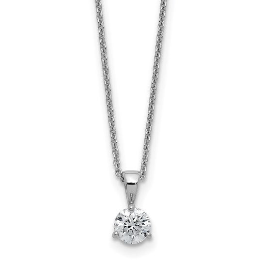 14k White Gold 1/4 carat Lab Grown Diamond VS/SI+ G+ Three Prong Complete 18 inch Solitare Pendant Necklace