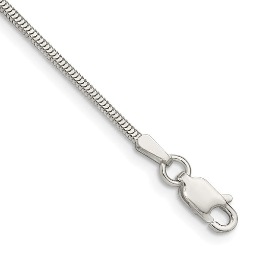 Sterling Silver 1.5mm Diamond-cut Flat Snake Chain 8 inches