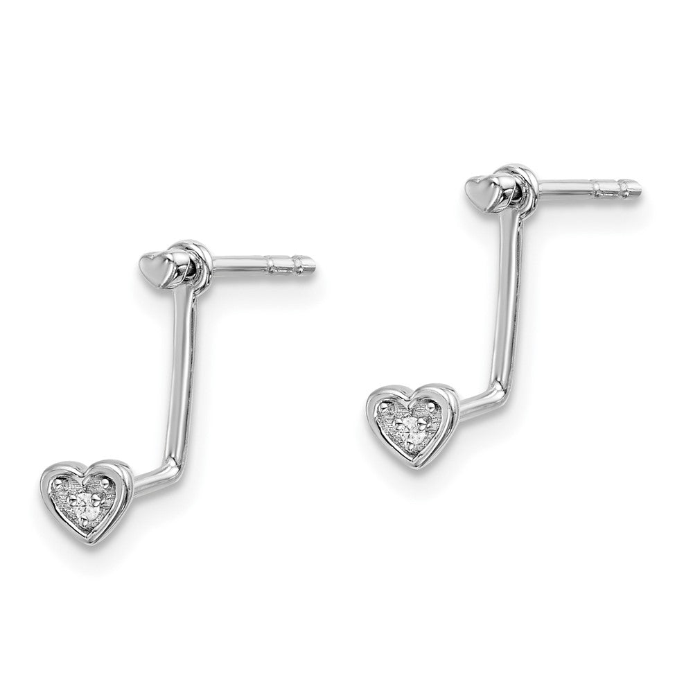 White Ice Sterling Silver Rhodium-plated Diamond Hearts Front and Back Earrings