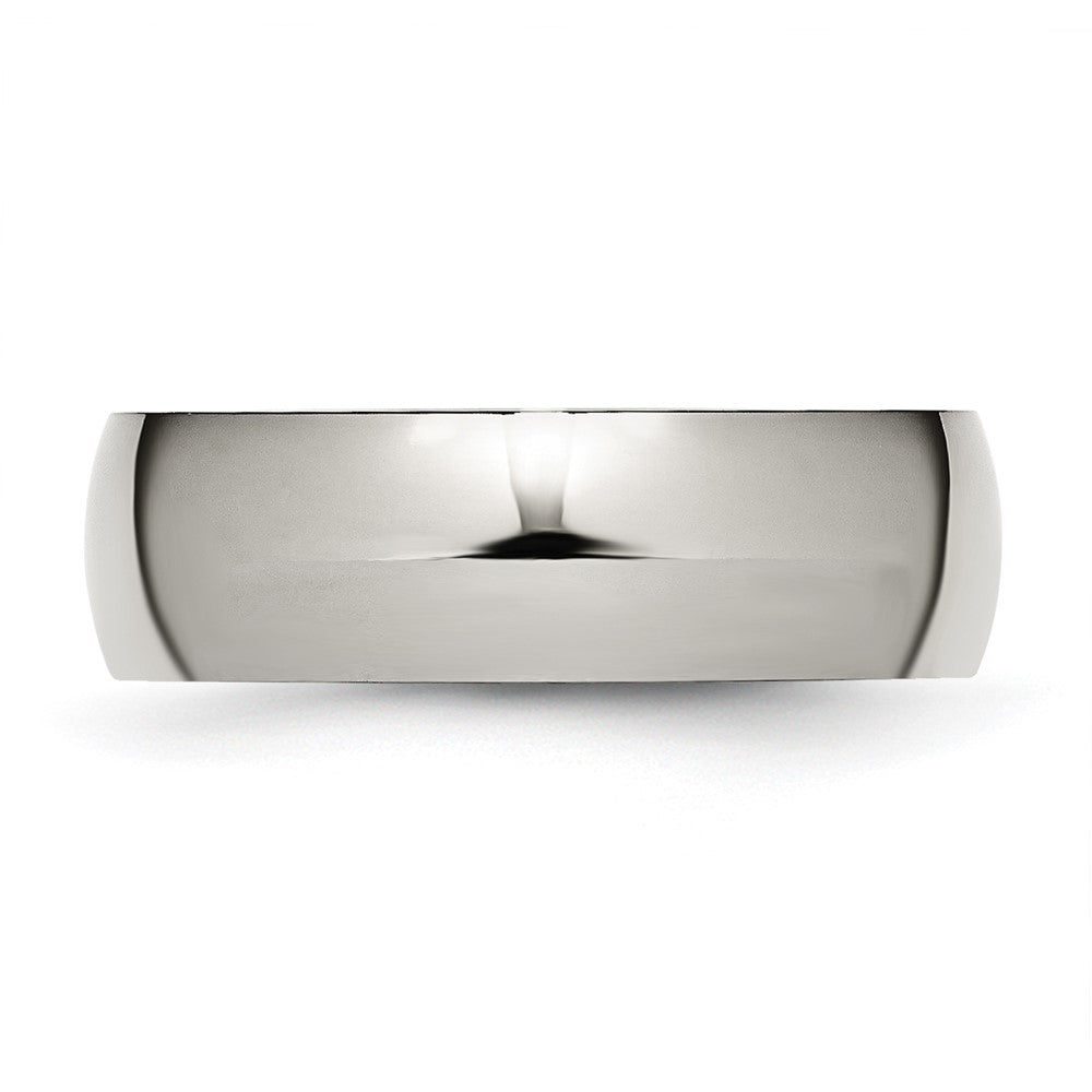 Titanium Polished 7mm Half Round Band Size - 13.5