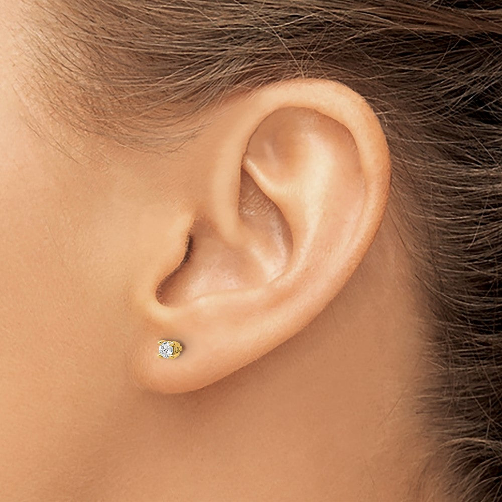 14k Yellow Gold 1/6 ctw Lab Grown Diamond VS+ F+ Round 4 Prong Heavy Wt. Stud Earrings