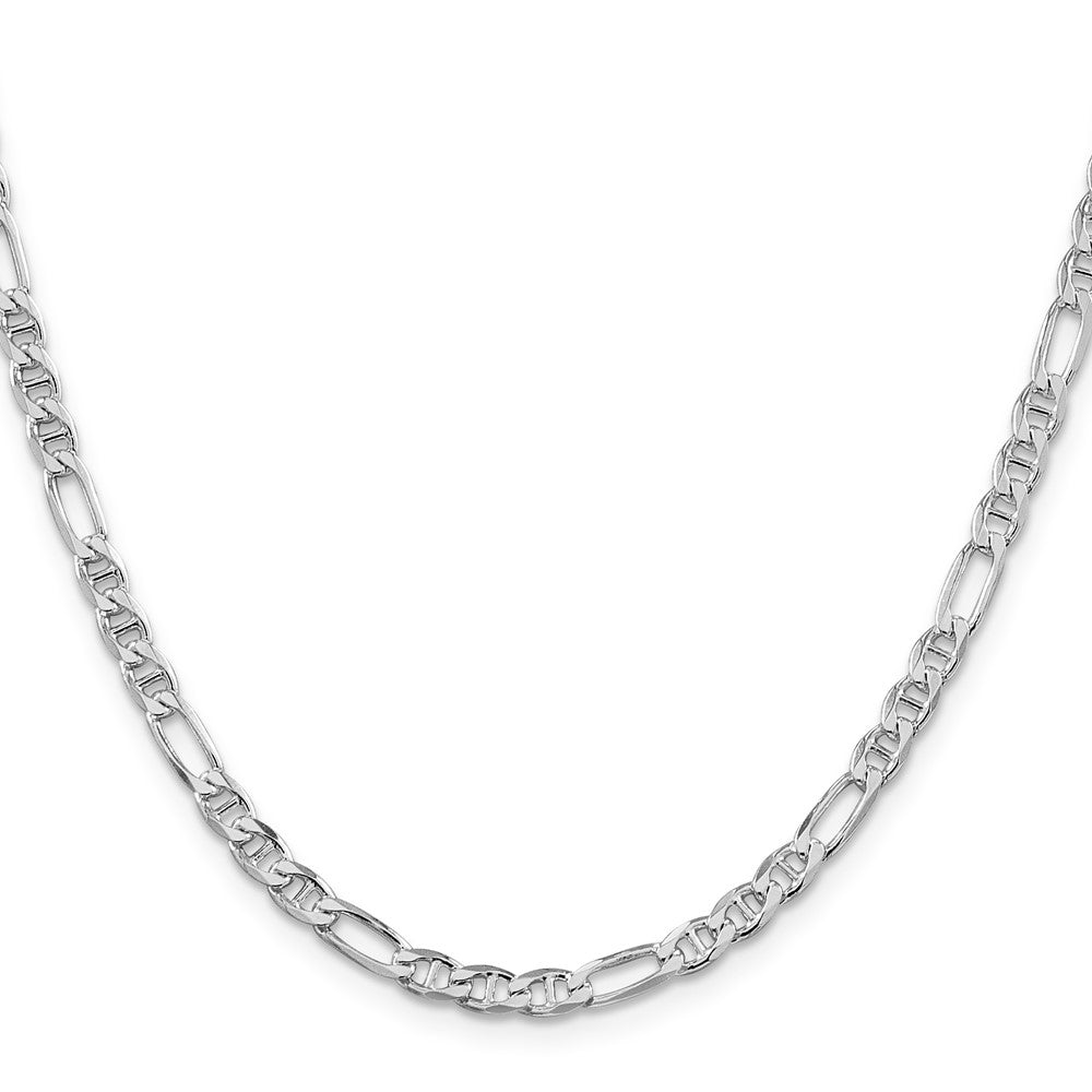 Sterling Silver Rhodium-plated 3.75mm Figaro Anchor Chain 24 Inches