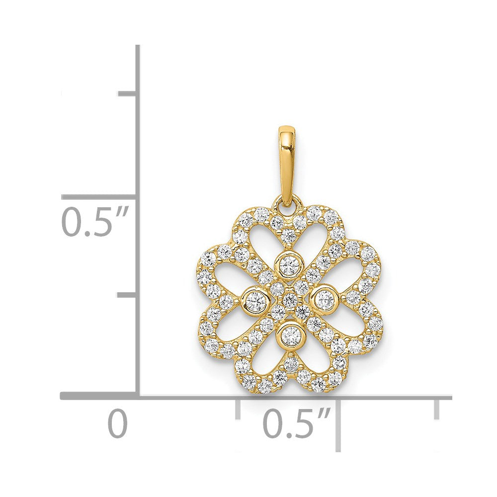 14K CZ Clover Pendant