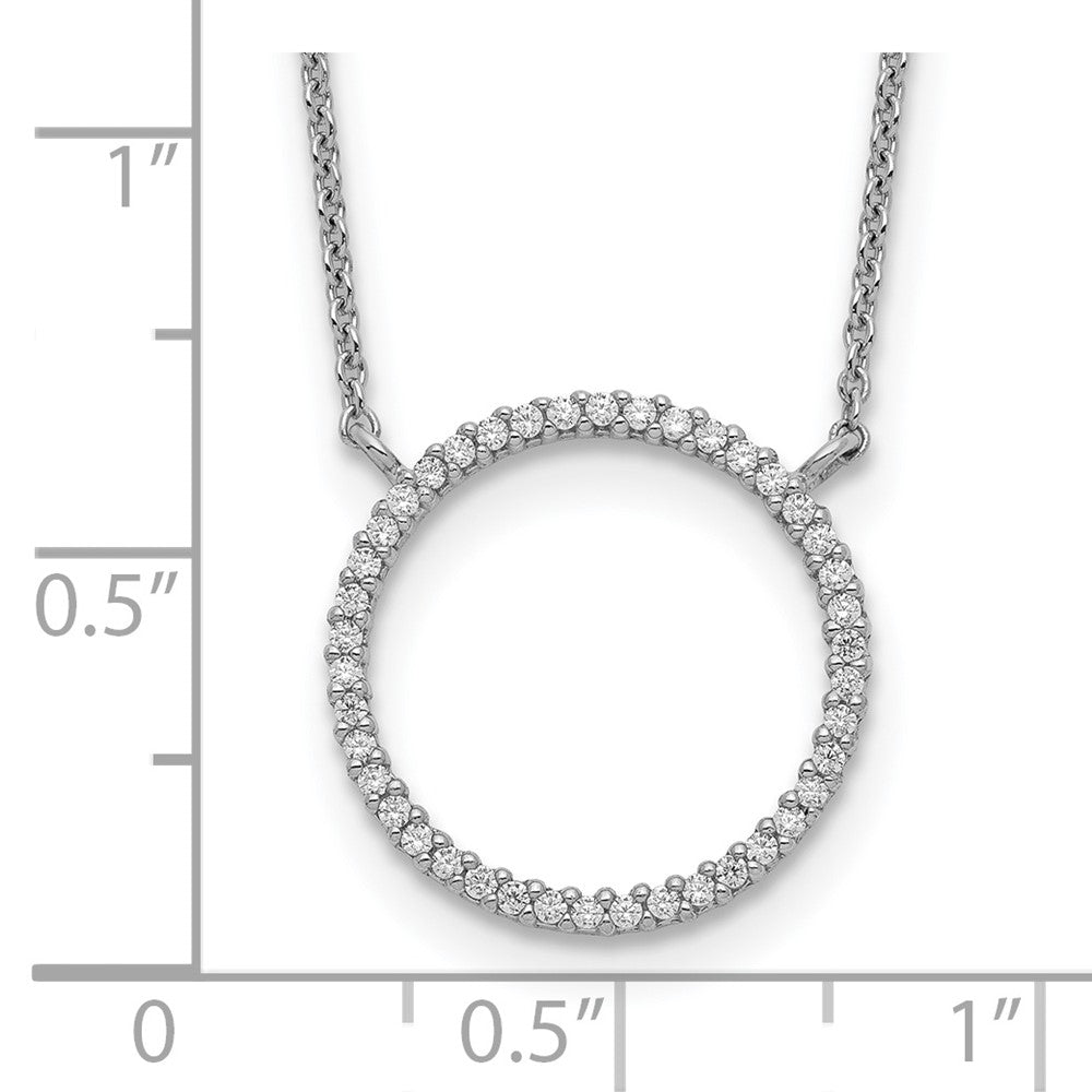 Sterling Silver Circle CZ Necklace 18 Inches
