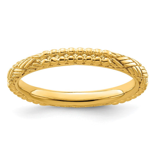 Sterling Silver Stackable Expressions Gold-plated Patterned Ring Size -9