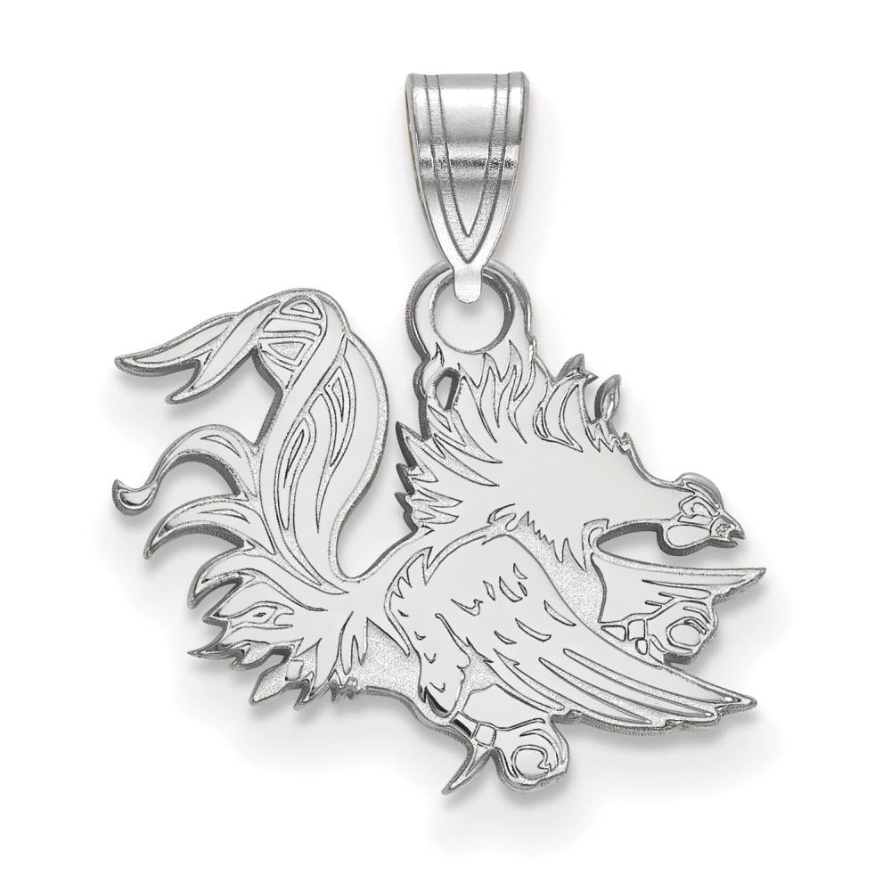 14k White Gold LogoArt University of South Carolina Gamecock Small Pendant Q4W044USO