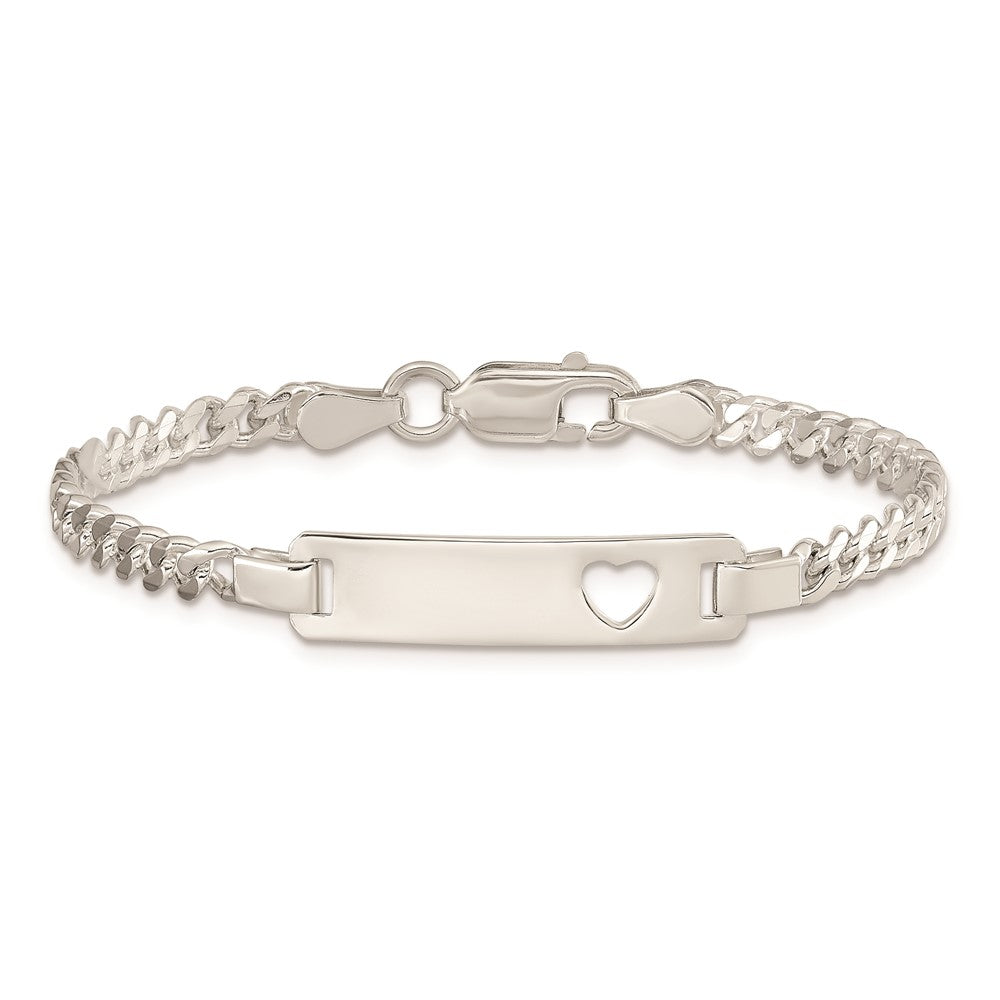 Sterling Silver Baby ID with Cut-out Heart Bracelet 6 inches