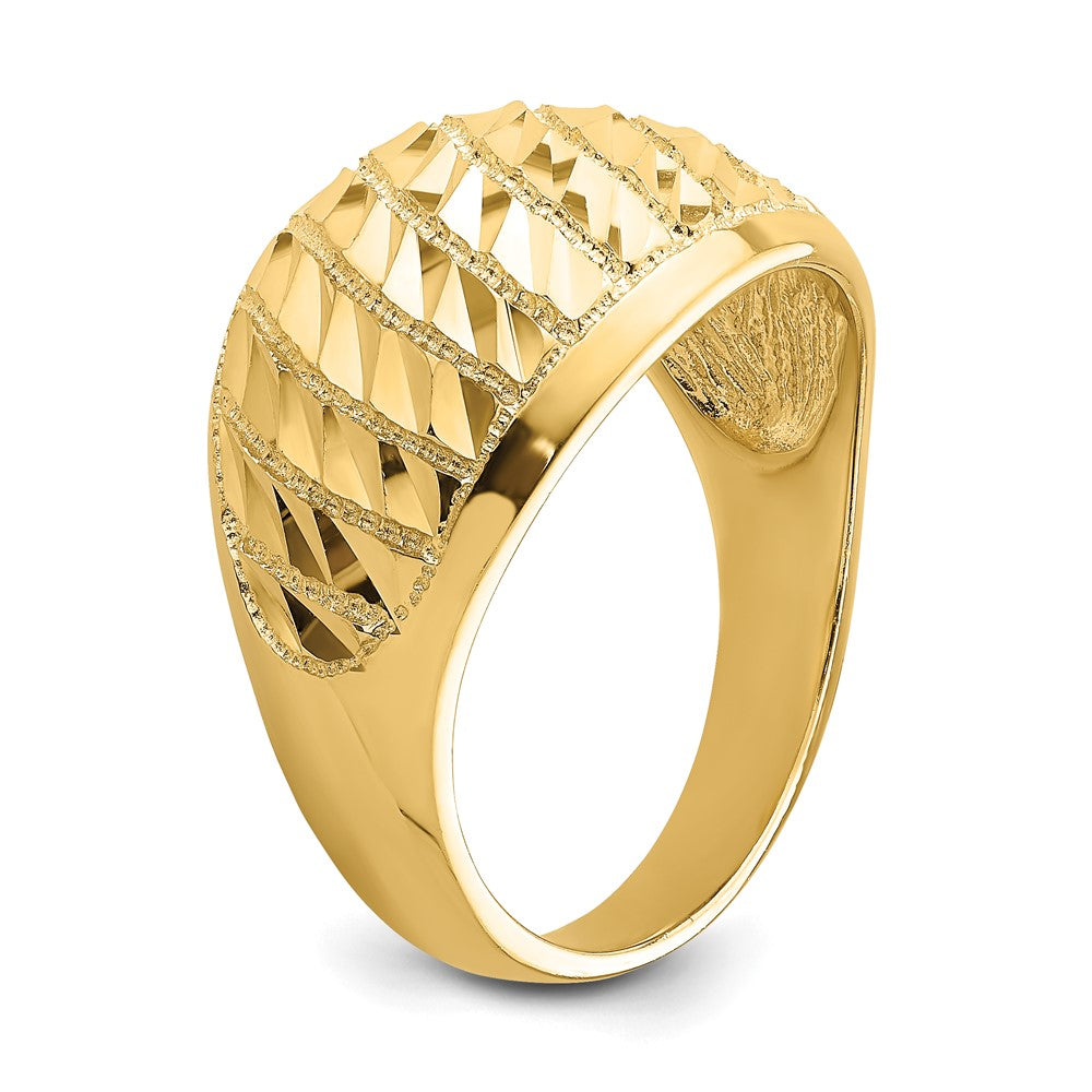 14K Diamond-cut Lattice Pattern Dome Ring Size 6.5