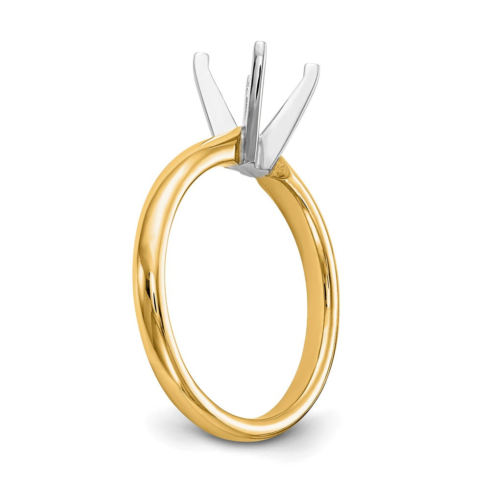 14k Two-Tone 1/2 carat Medium-Weight Comfort-Fit 4-Prong Round Solitaire Ring Mounting