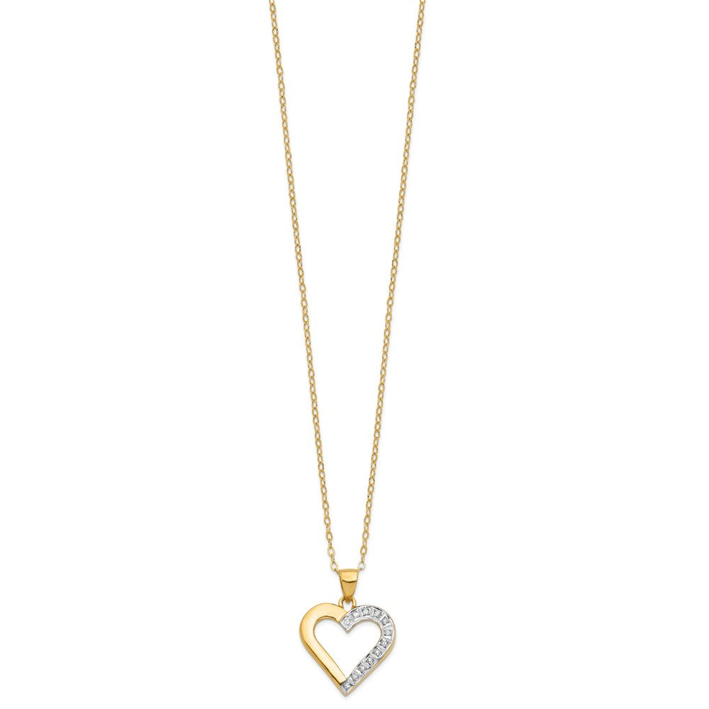 Diamond Fascination Diamond Mystique Sterling Silver 18K Gold-plated Diamond Heart 18 Inch Necklace 18 Inches