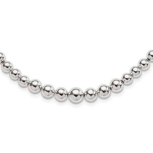 Sterling Silver Graduated Beads Adjustable Necklace 28 Inches