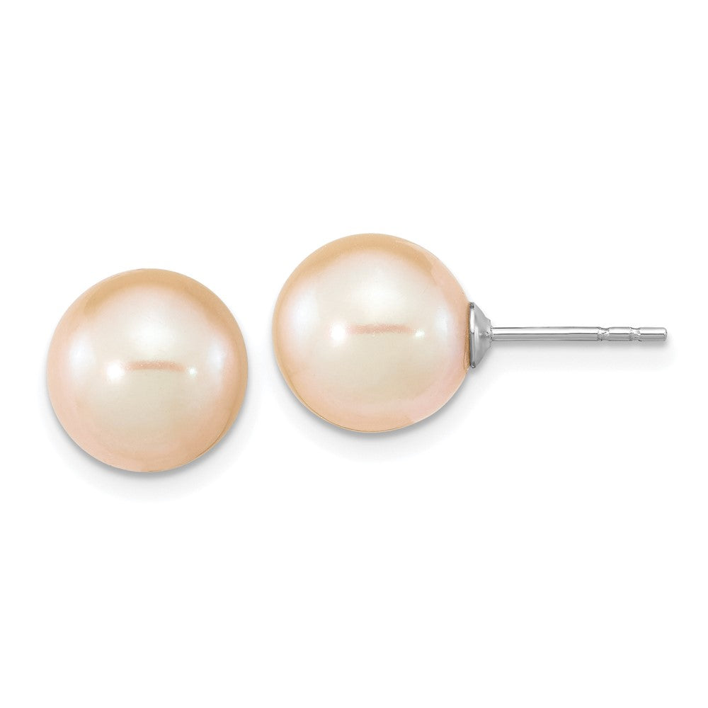 Sterling Silver Rhod-plated Polished 10mm Onyx Cabochon Post Earrings