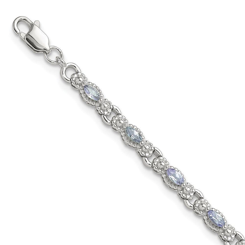 Sterling Silver Rhodium-plated Polished Tanzanite 7.5 inch Bracelet 7.5 inches
