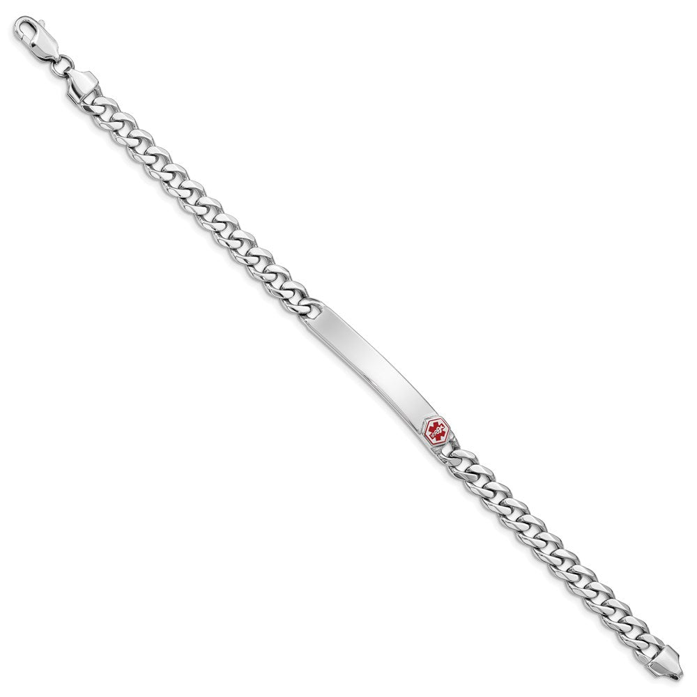Sterling Silver Rhodium-plated Medical ID Curb Link Bracelet 8 inches