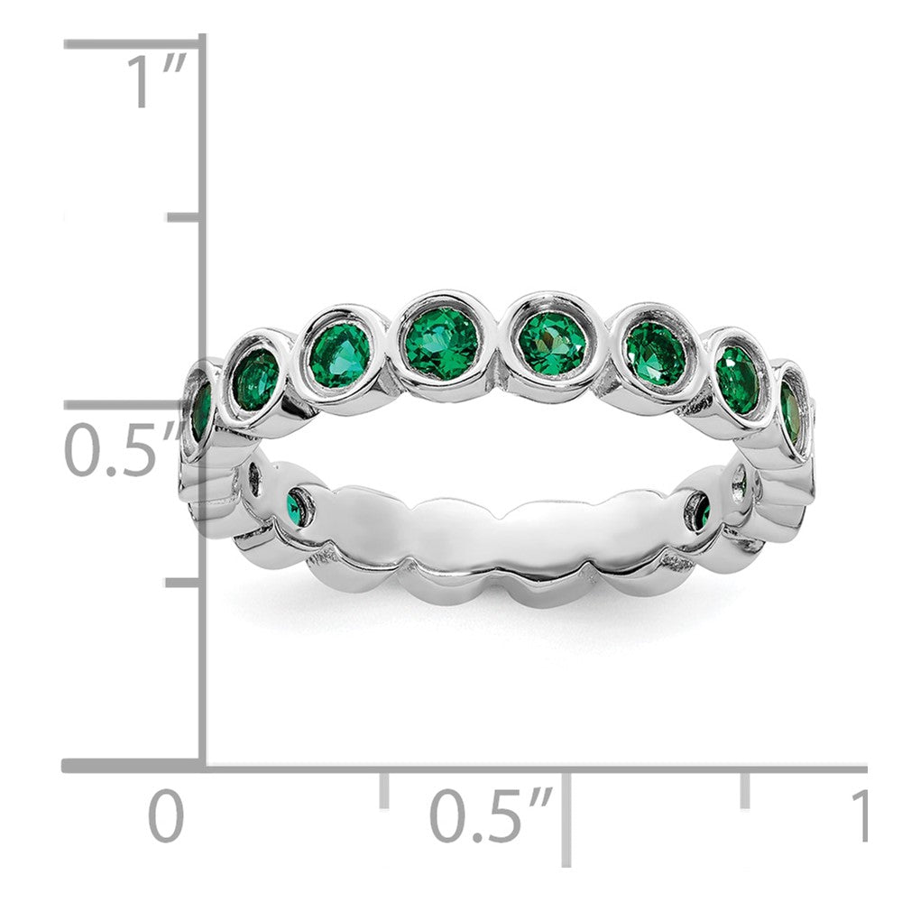 Sterling Silver Stackable Expressions Created Emerald Ring Size -6