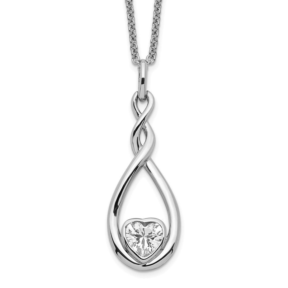 Sentimental Expressions Sterling Silver Rhodium-plated CZ Love You Forever 18in. Necklace 18 Inches