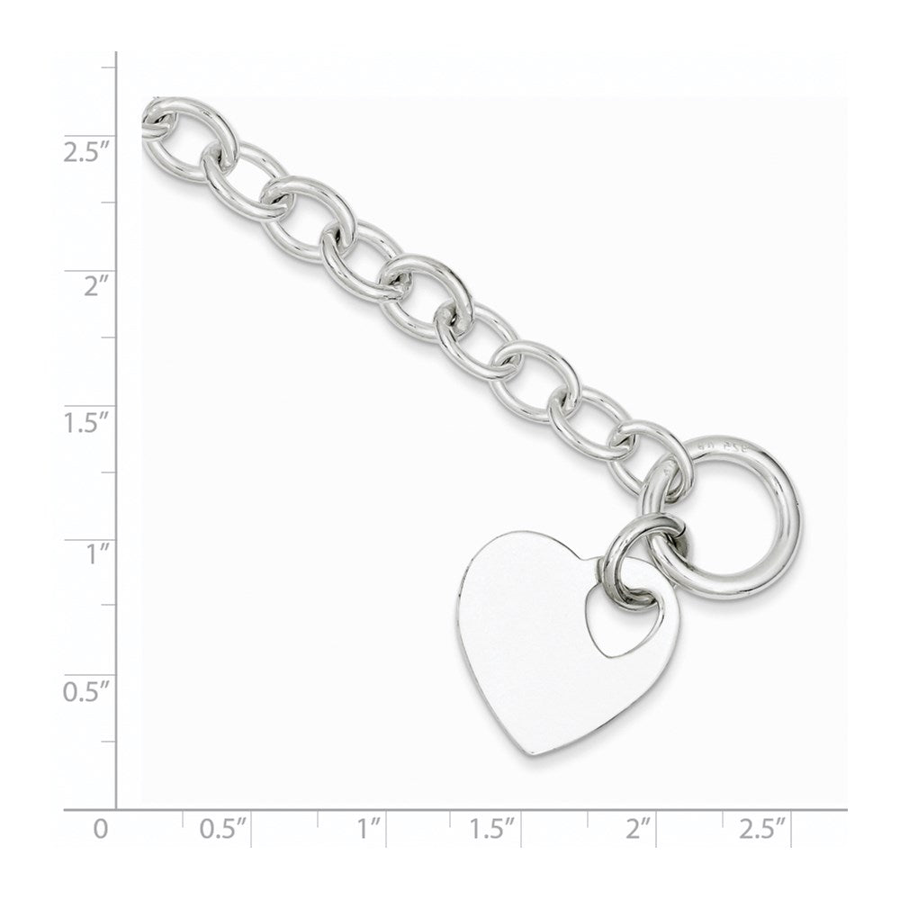 Sterling Silver Polished Engraveable Heart Bracelet 8.5 inches