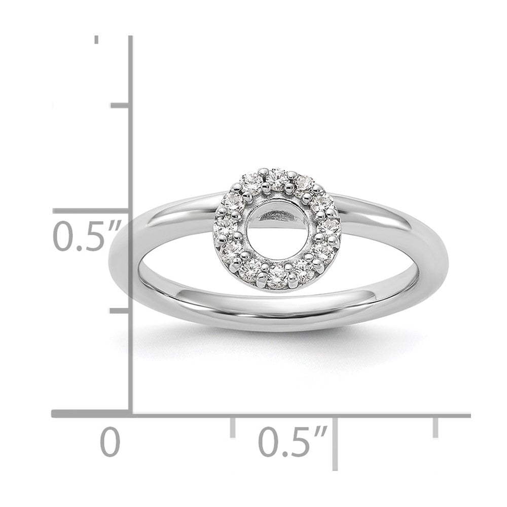 Sterling Silver Stackable Expressions Rhodium-plated CZ O Ring Size -5