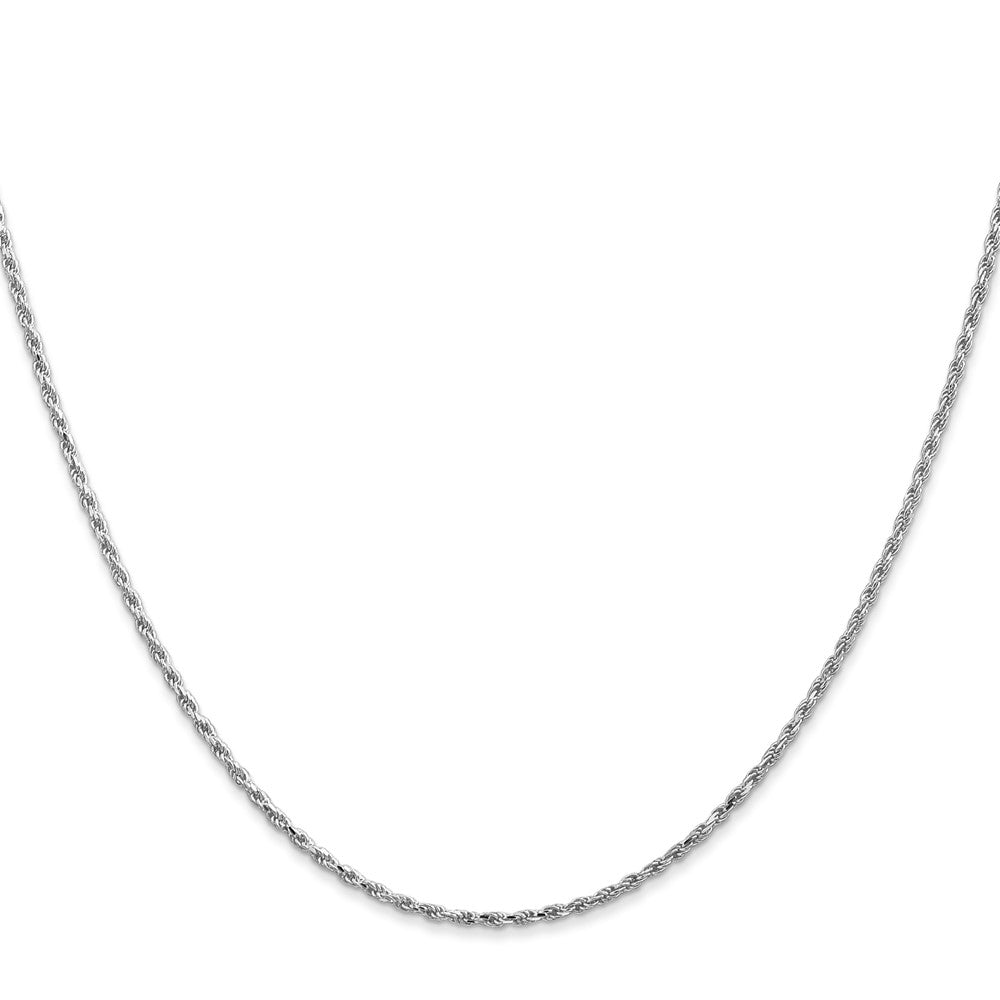 10k White Gold 1.3mm Diamond Cut Machine Made Rope Chain