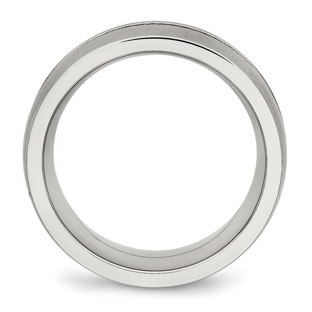 Stainless Steel Brushed and Polished w/CZ 10mm Band Size - 7