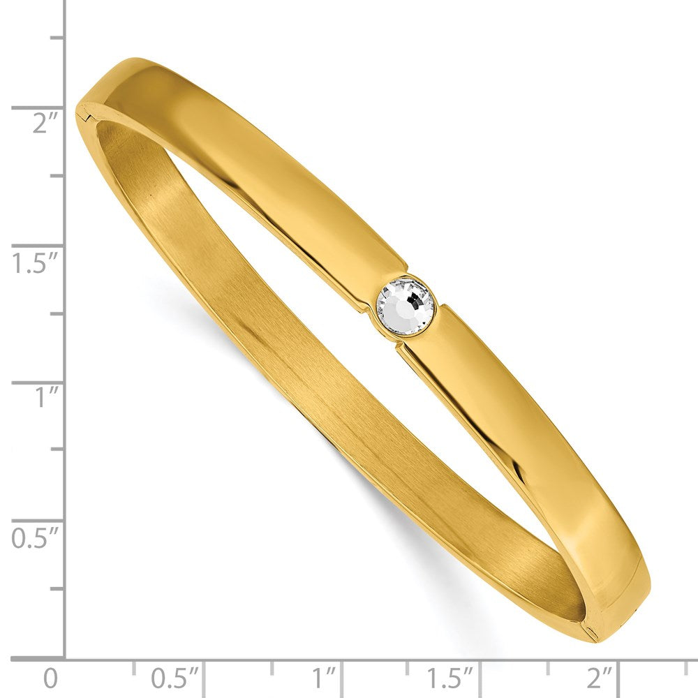 Stainless Steel Polished Yellow IP-plated Preciosa Crystal 6mm Hinged Bangl 6.75 inches