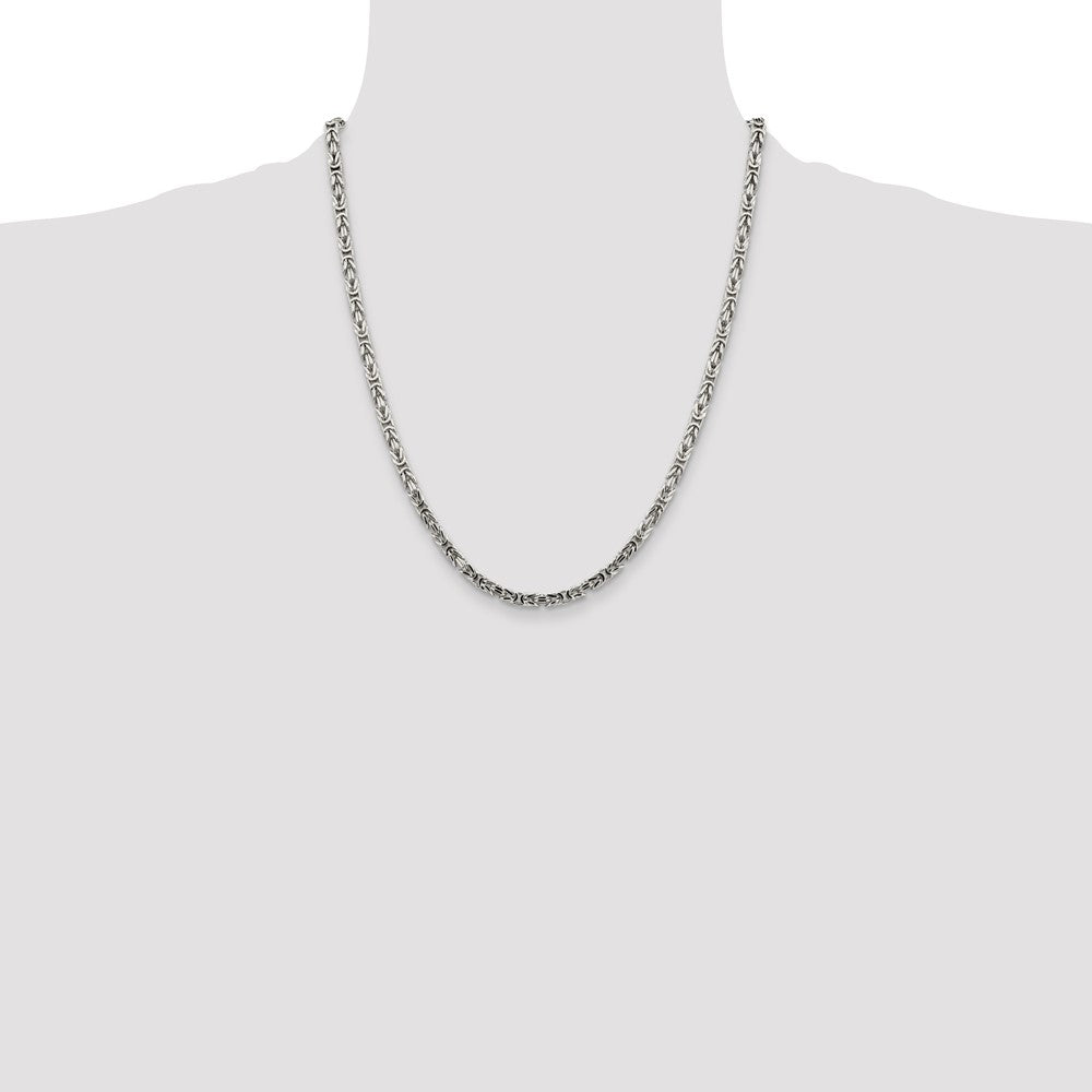 Sterling Silver 3.25mm Byzantine Chain 22 Inches