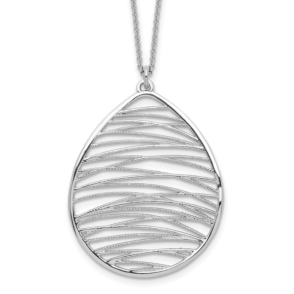 Sterling Silver Rhodium-plated Polished w/ 1.75in Ext. Necklace 16.5 Inches