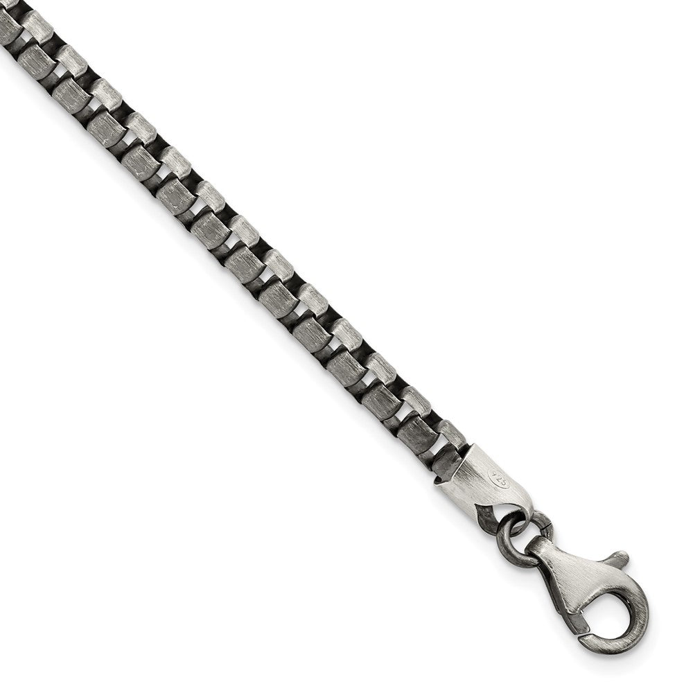 Sterling Silver Antiqued Brushed Box Bracelet 8 inches