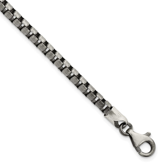 Sterling Silver Antiqued Brushed Box Bracelet 8 inches