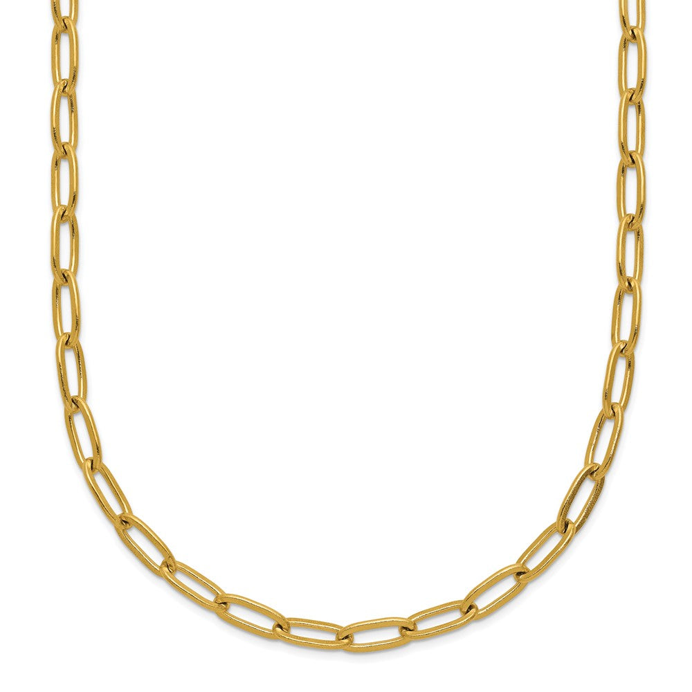 Stainless Steel Polished Yellow IP Paperclip Link 15in w/2in ext Necklace