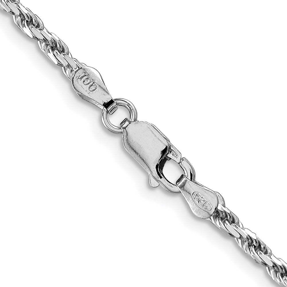 Sterling Silver Rhodium-plated 2.5mm Diamond-cut Rope Chain 36 Inches