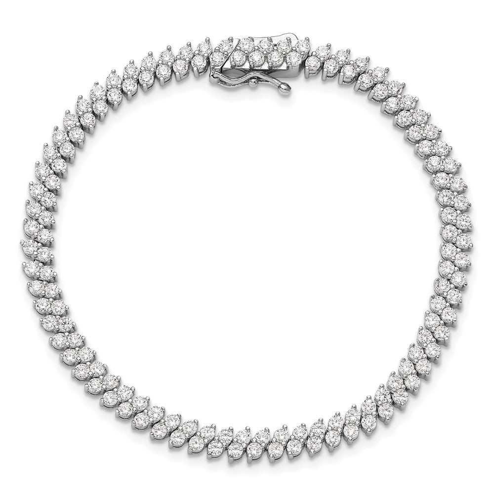 Sterling Shimmer Sterling Silver Rhodium-plated CZ 138 Stone 7 inch Bracelet 7 inches