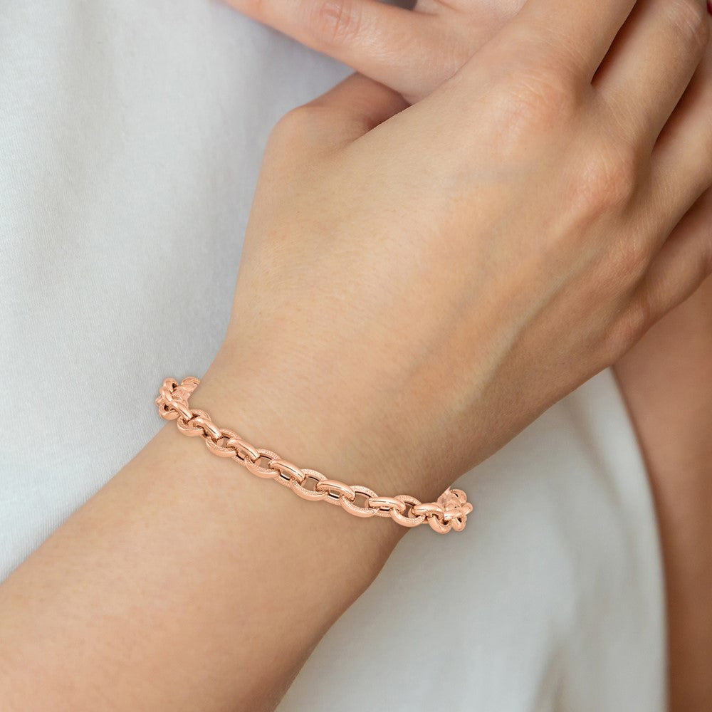 14K Rose Gold Textured Link Bracelet