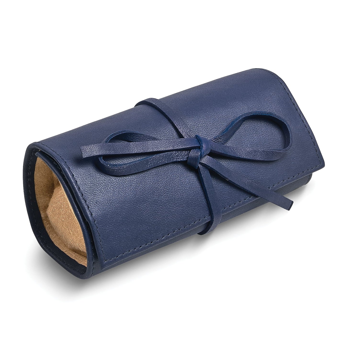 Blue Leather Tie Jewelry Roll with Removable Zippered Pouch GM17730