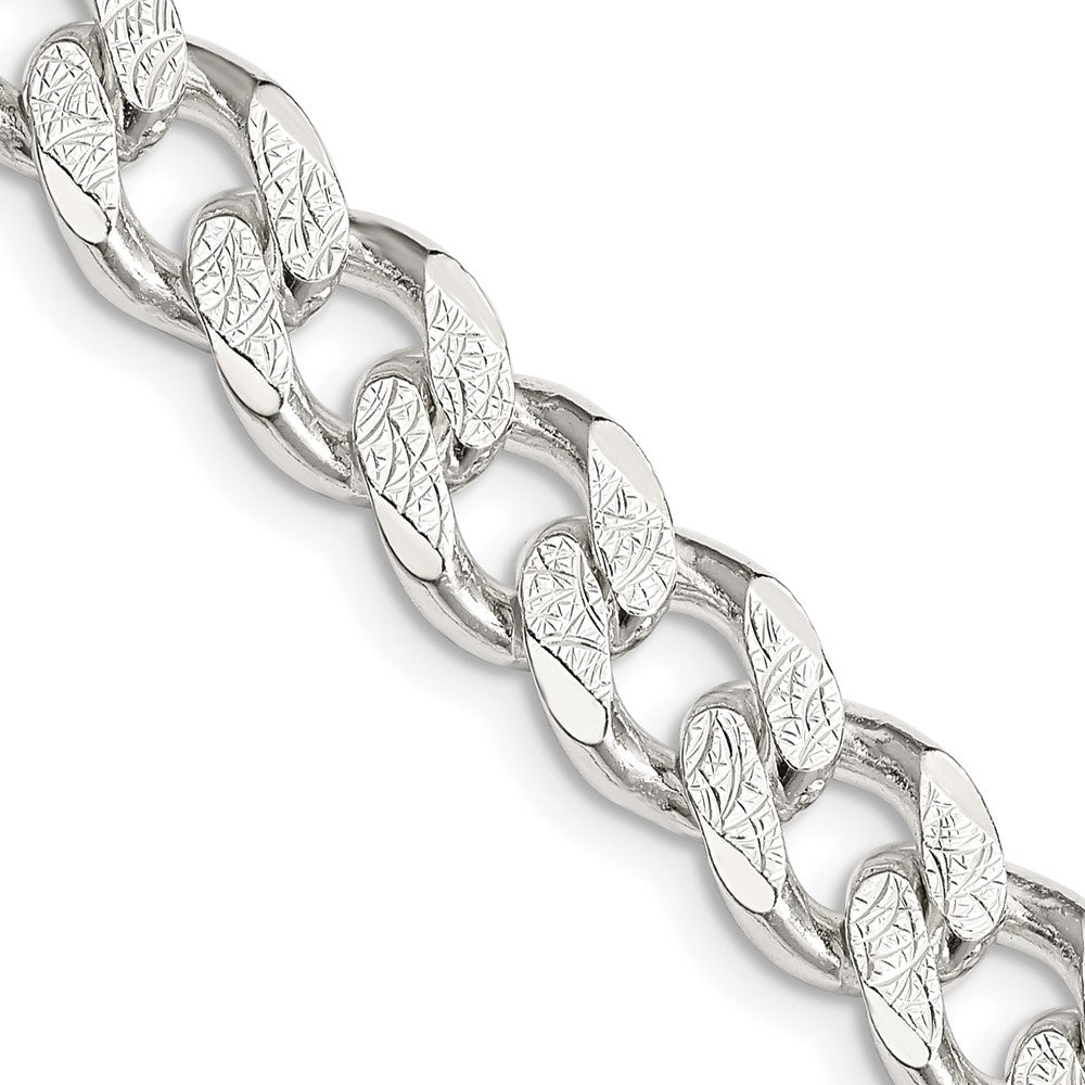 Sterling Silver 9.3mm Pav‚ Curb Chain 24 Inches