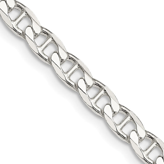 Sterling Silver 4.65mm D/C Flat Anchor Curb Chain 24 Inches