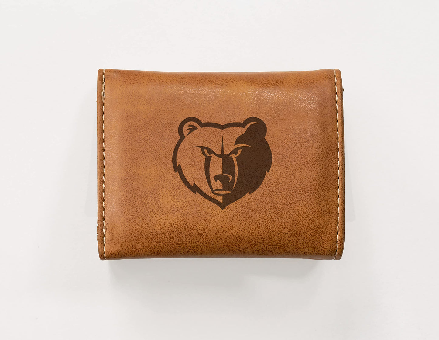 Basketball Rico Industries Memphis Grizzlies Brown Laser Engraved Trifold Laser Engraved Tri-Fold Wallet - Men's Accessory