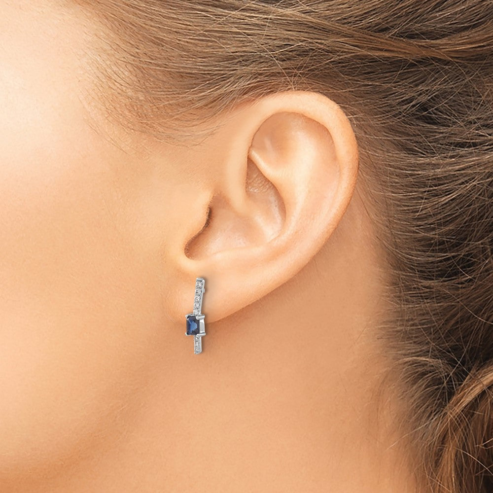 14k White Gold Diamond and Sapphire Fancy Earrings