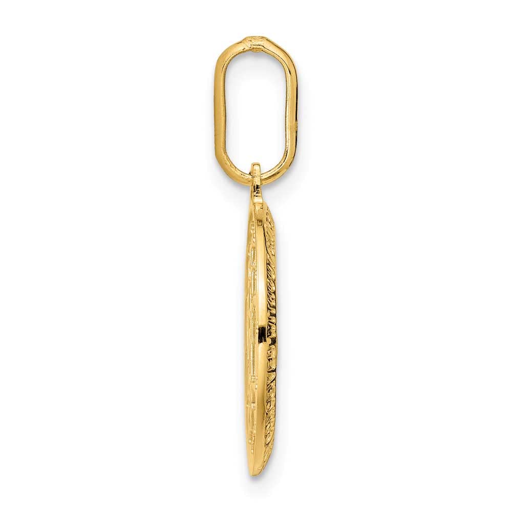Finest Gold 14K Polished & Matte Round Miraculous Medal Pendants