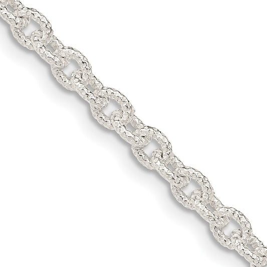 Sterling Silver 3.75mm Fancy Patterned Rolo Chain 16 Inches