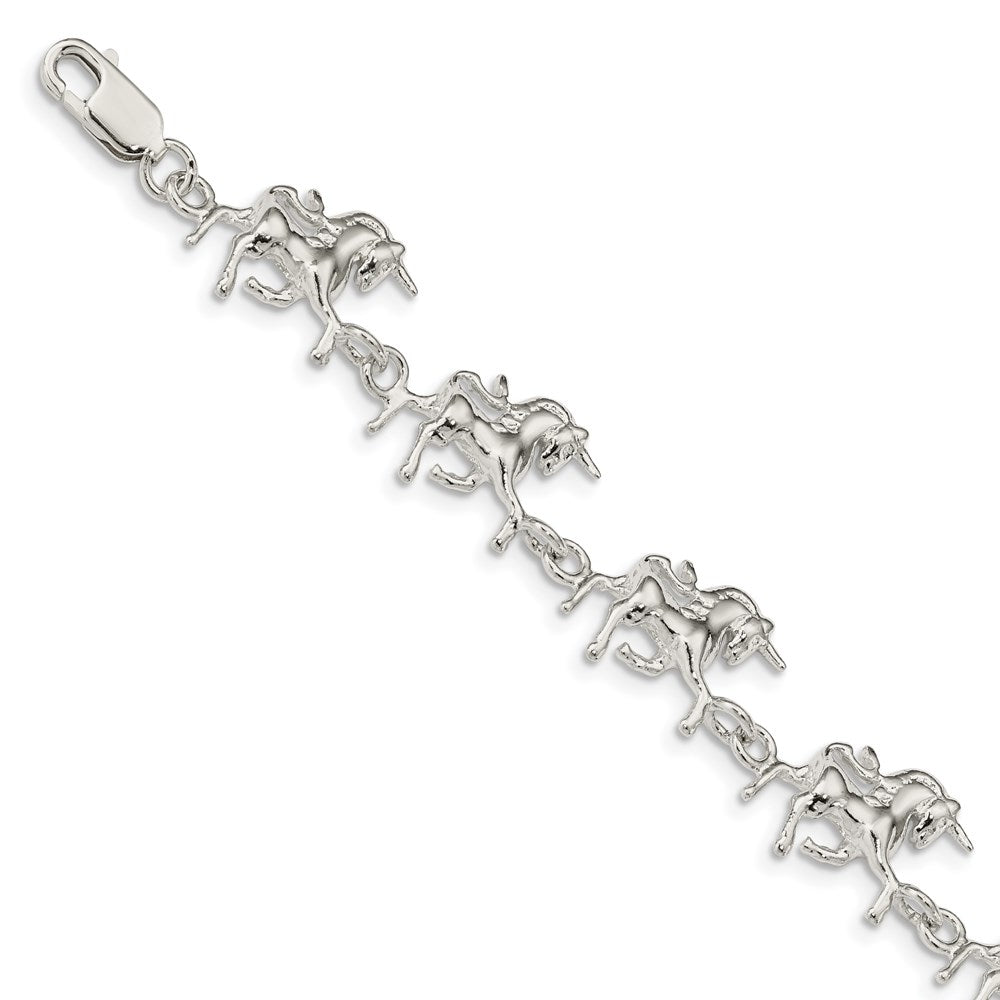 Sterling Silver Unicorns Bracelet 7 inches