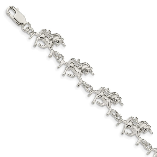 Sterling Silver Unicorns Bracelet 7 inches