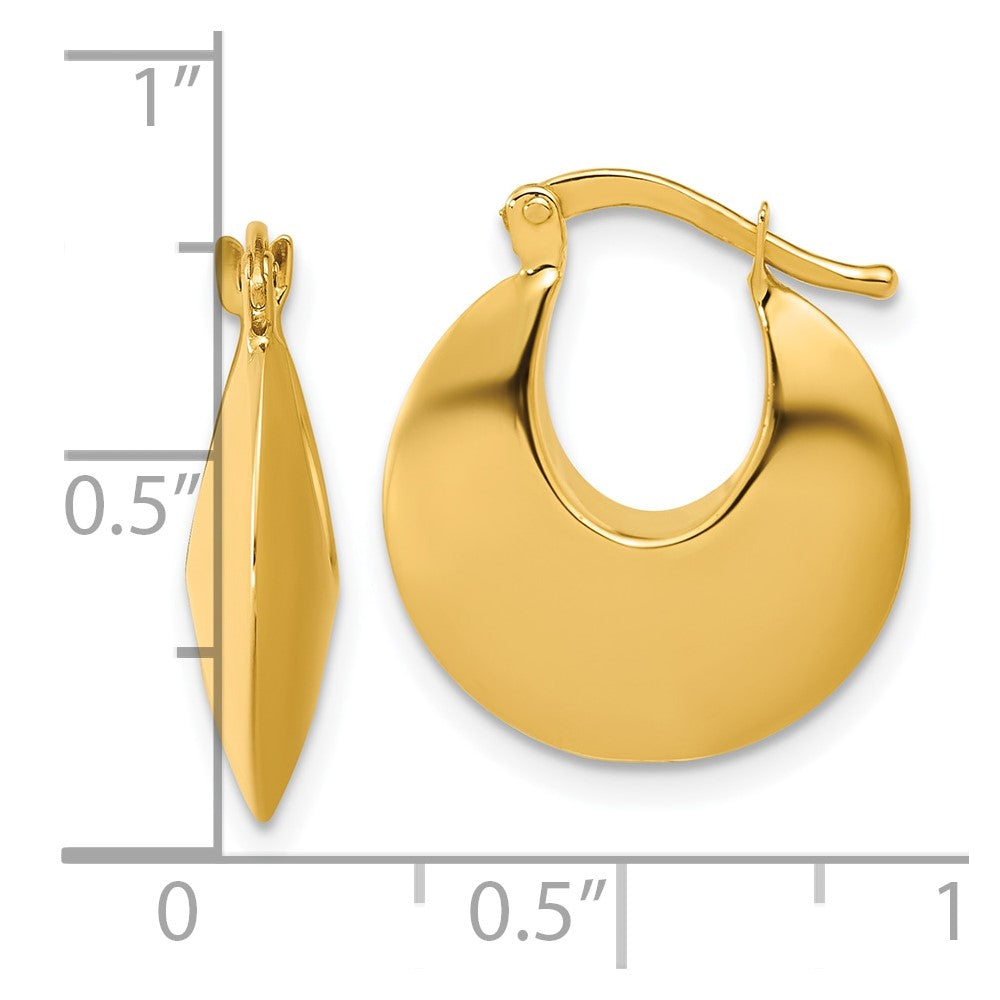 14K Polished Round Hoop Earrings