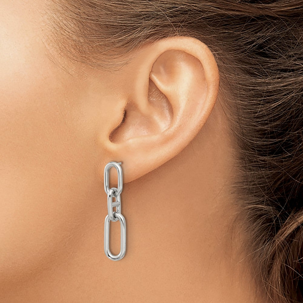Chisel Stainless Steel Polished 9mm Link Dangle Post Earrings